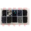 Comprehensive dark-themed DIY bead kit including sequins and tubes, sizes 3mm to 7mm. - Seed Beads Sequin Artificial Pearl Material Kit / 10-Compartment Pack / Black Series
