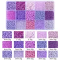 Professional purple DIY seed and tube bead set for handmade bracelets and necklaces - Seed Beads & Tube Beads / 15 Grids / Light Purple Series