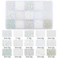 White DIY seed bead set with various sizes (2mm, 3mm, 4mm) in a 15-grid organizer box. - Seed Beads & Tube Beads / 15 Grids / White