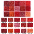 15-grid red and orange DIY seed and tube bead set for jewelry making - Seed Beads & Tube Beads / 15 Grids / Red Series