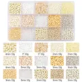 Cream beige DIY seed and bugle bead kit with 15 compartments for jewelry making - Seed & Bugle Beads Set / 15 Grids (1 Box) / Beige Yellow Series