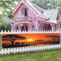 Large outdoor African savanna sunset banner with animal silhouettes for patio decoration - 30x120cm (With Grommets and Rope) / African Savannah Sunset (30x120cm)