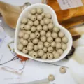 Perles rondes en acrylique beige dans un bol en cœur pour la création de bijoux DIY - Perle Ronde (BSD343) / 6mm (200 pièces/paquet) / Café Clair