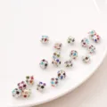Multicolor rhinestone copper spacer beads for DIY jewelry making handicraft accessories - Silver Rainbow
