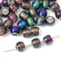 Temperature color-changing resin beads with starry galaxy pattern for DIY jewelry - 8x7mm / Oval Large Hole Bead (BSB083) / Aperture approx 4mm