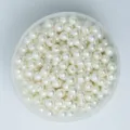 Premium white round ABS acrylic pearls with center drill holes for DIY jewelry crafting - 4mm (1 Piece) / Off White