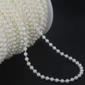 Cream white ABS half-round pearl bead chain roll for DIY wedding dress accessories - Round / 5mm 5m/Pack / Beige