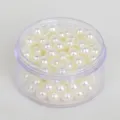 Cream ABS acrylic round loose pearls in clear jar for DIY handmade jewelry making - 8mm (Approx. 50 Pieces/13g) / Off White