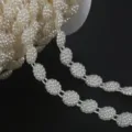 Catena di perle ABS crema con doppia linea per accessori per abiti da sposa fai-da-te - Floreale / 10mm 2 Metri/Confezione / Beige