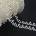 Catena di perle ABS bianco crema a forma di goccia per accessori sposa fai da te - A forma di goccia / Larghezza 15mm 2 Metri/Confezione / Beige