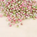 Perle tonde multicolori in imitazione perla ABS con fori per creazione gioielli - 4mm (Circa 500 Pezzi/Confezione) / Rosa Bianco Verde Misto