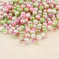 Perle d'imitazione in ABS sfumate rosa e verdi con fori per la creazione di gioielli fai-da-te. - 8mm (Circa 100 Pezzi/Confezione) / Rosa Bianco Verde Misto