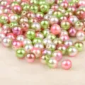 Perle d'imitazione in ABS rosa e verdi con fori per la creazione di gioielli DIY - 10mm (Circa 50 Pezzi/Confezione) / Rosa Bianco Verde Misto