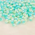 Perle finte in ABS azzurro e bianco menta per la creazione di gioielli fai da te con fori - 6mm (Circa 200 Pezzi/Confezione) / Celeste Verde Chiaro Misto