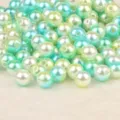 Perle sintetiche ABS colorate per la creazione di gioielli fai-da-te con fori praticati a mano - 10mm (Circa 50 Pezzi/Confezione) / Celeste Verde Chiaro Misto