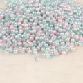 Perle rotonde in finta perla ABS colori pastello con fori per gioielli e bricolage - 4mm (Circa 500 Pezzi/Confezione) / Bianco Verde Rosa Chiaro Sfumato