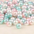 Perle colorate in finta ABS con fori per la creazione di gioielli fai-da-te e artigianato - 10mm (Circa 50 Pezzi/Confezione) / Bianco Verde Rosa Chiaro Sfumato