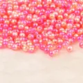 Perle rotonde in similperla ABS rosa e pesca per la creazione di gioielli fai da te - 4mm (Circa 500 Pezzi/Confezione) / Giallo Chiaro Rosso Rosa Sfumato