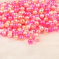 Perle di imitazione in ABS rosa e pesca per la creazione di gioielli fai da te con fori (84 chars) - 6mm (Circa 200 Pezzi/Confezione) / Giallo Chiaro Rosso Rosa Sfumato