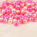Perline tonde in finta perla ABS rosa e pesca per la creazione di gioielli fai-da-te e artigianato - 10mm (Circa 50 Pezzi/Confezione) / Giallo Chiaro Rosso Rosa Sfumato