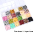 24 Farben 6mm Polymer-Ton Heishi Perlen Set 3720 Stück für DIY Schmuckherstellung - 24 Fächer Box / 6mm (Ca. 3720 Stück/Box)