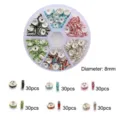 Detailweergave van kleurrijke 8mm strass tussenkralen met een handige opbergdoos erbij - 6-Vaks Gemengde Benodigdheden Doos / 180 Stuks Set / 6-Raster 8mm IJzeren Strass Set (180 Stuks)