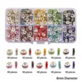Detail van 8mm gekleurde strass kralen in 10-vaks doos, 400 stuks in totaal. - 10 Grids Kit / 400 Stuks/Verpakking / 10-Raster 8mm IJzeren Strass Set (400 Stuks)