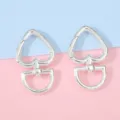 Mousquetons pivotants en forme de cœur argenté pour la création de bijoux et sacs - 2 Pièces/Paquet (27x44mm) / Argent