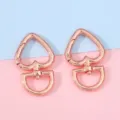 Mousqueton en alliage en forme de cœur pour porte-clés DIY avec finition or rose élégante - 2 Pièces/Paquet (27x44mm) / Or rose