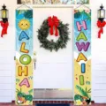 Ensemble de bannières de porte Aloha Hawaii pour décoration de fête tropicale d'été - Couplet Thème Hawaï / 30X180cm