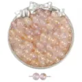 Perles en verre violet clair avec feuilles d'or et effet lavis pour création bijoux DIY - Pierre Lilas