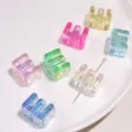Premium acrylic iridescent 'E' letter beads with colorful ice-clear finish for DIY jewelry - Letter E (BSD892)