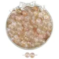 Perles rondes en verre ambre translucide avec filaments d'or pour la création de bijoux DIY - Champagne