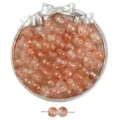 Perles de verre rondes orange faites à la main avec feuille d'or pour bijoux DIY - 8mm (Environ 50 pcs/paquet) / Orange