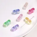 Iridescent translucent acrylic pill-shaped beads with large holes for DIY crafts - Letter I (BSD892)