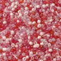 Mixed pink glass seed beads and bugle beads for DIY jewelry making crafts - 20g per Pack / Cinnabar Snow (Red & White/7#)