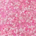 Detailed macro shot of pink and clear glass seed beads for DIY jewelry making projects - 20g/Pack / Cherry Snow Sugar (20#)