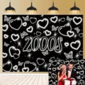 Y2K φόντο φωτογραφίας με νέον καρδιές και πεταλούδες του 2000 για διακόσμηση - Στυλ Ρετρό Y2K με Καρδιά και Πεταλούδα (SBJ-008)