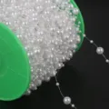 Catena di perle d'imitazione in ABS bianco per abiti da sposa e fai-da-te - Rotondo / 8mm 5 Metri/Confezione / Bianco