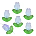 Farbverlauf lila und grüne Tulpen Glasperlen für DIY handgemachte Schmuckherstellung - Lange Tulpe Blau