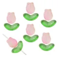 Rosa Tulpenblüten- und grüne Blattperlen aus Glas für DIY-Schmuck - Lange Tulpe Orange Rosa