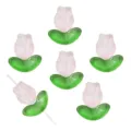 Rosa Tulpenblüten und grüne Blattperlen für DIY-Schmuckherstellung und Kreativität - Lange Tulpe Hellrosa