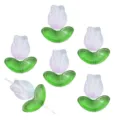 DIY-Perlen in Tulpenform mit rosa Blüten und grünen Blättern für Schmuck - Lange Tulpe Blau-Lila Verlauf