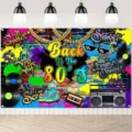 Vibrant 80's graffiti retro theme photography backdrop for nostalgic disco party decorations - SBJ-005 / 95x75cm