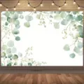 Sfondo fotografico con foglie di eucalipto fresco per decorazioni feste di compleanno - SBJ-006 Stile / 95x75cm