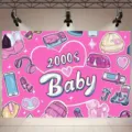 Pink Y2K retro millennium theme photography backdrop with 2000s Baby text - SBJ-006 Style (SBJ-006) / 95x75cm / Pink