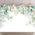 Sfondo fotografico con foglie di eucalipto fresco per decorazioni di feste di compleanno - SBJ-009 Stile / 95x75cm