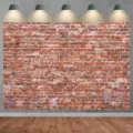 Toile de fond photographie mur de briques rouges rétro pour studio et décoration de fête - Texture de Mur de Briques Rétro (SBJ-0010) / 95x75cm
