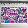 Retro Y2K theme photography backdrop with 2000s graffiti graphics for party decor - Y2K Retro Millennium Style (SBJ-008) / 95x75cm