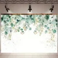 Sfondo fotografico di foglie di eucalipto ad acquerello per decorazione di feste fresche - SBJ-0010 Stile / 95x75cm
